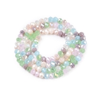 5 strenge pastel facet glasperler - 4x3 mm.